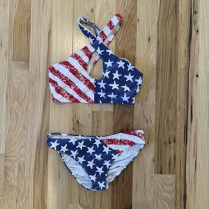 Venus Patriotic Cross-Over Two-Piece Swimsuit | Size 8